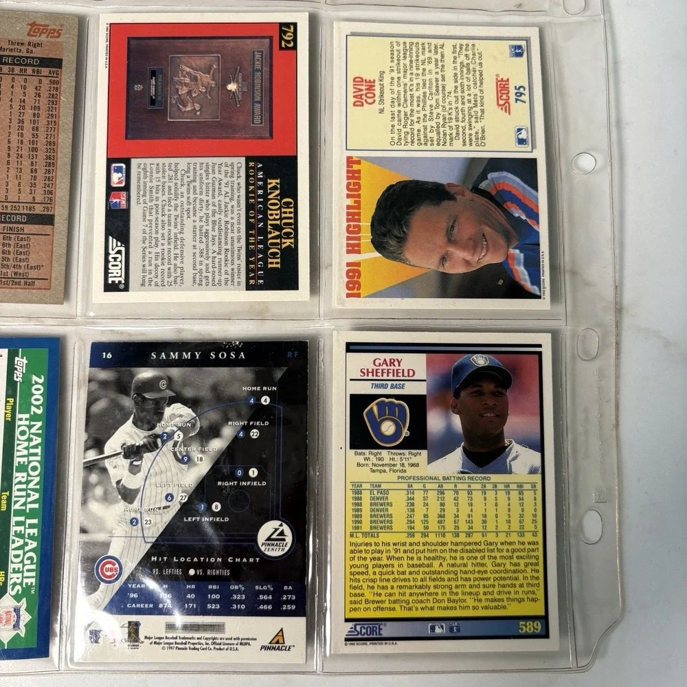 Topps 1992 Baseball Card Lot of 9 - Score 1992, Brett Sax Cone Knoblauch
